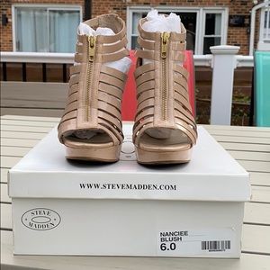 Blush colored zipper heels